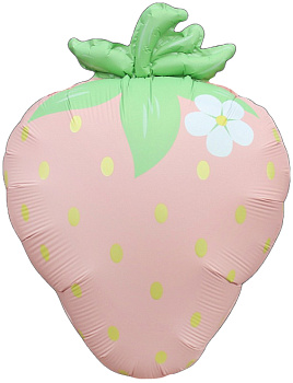 Шар (26''/66 см) Фигура, Клубника с цветком, Розовый, Сатин